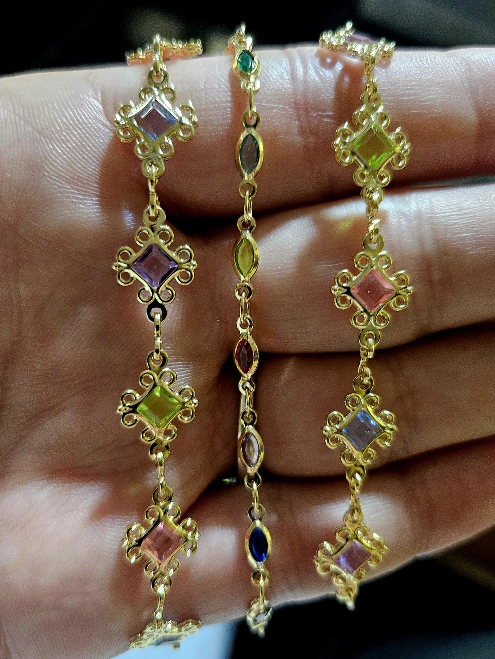 18k Gold Filled Multi-Color Gemstone Bracelets